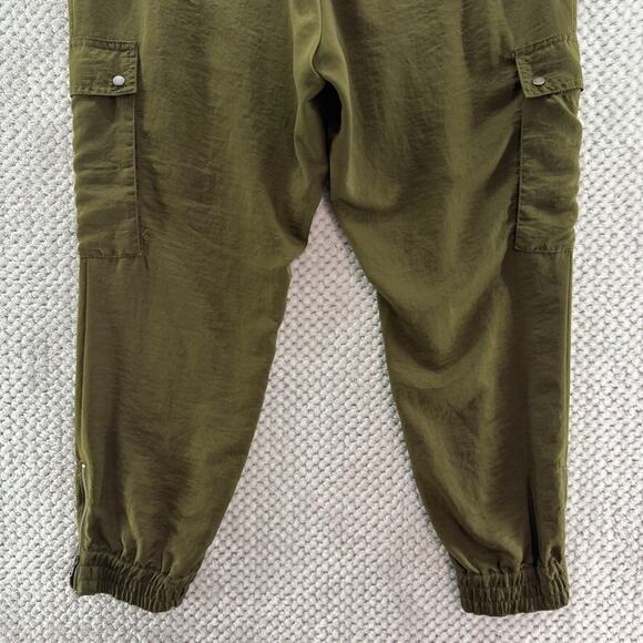 Elevenses Pants Womens 14 Green Cargo Joggers Elastic Waist Zip Ankle Pockets - Picture 9 of 16